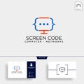 code programming monitor simple logo template vector illustration