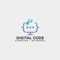 code programming monitor simple logo template vector illustration