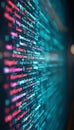 Code on screen with colorful highlights in data center Royalty Free Stock Photo