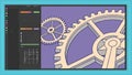 Code screen with gears, software development and tech interface vector design Generative AI Royalty Free Stock Photo