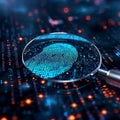 Code scrutiny Biometrics authentication technology viewed through a magnifying glass Royalty Free Stock Photo