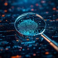Code scrutiny Biometrics authentication technology viewed through a magnifying glass Royalty Free Stock Photo