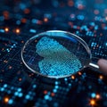 Code scrutiny Biometrics authentication technology viewed through a magnifying glass Royalty Free Stock Photo