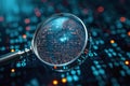 Code scrutiny Biometrics authentication technology viewed through a magnifying glass Royalty Free Stock Photo