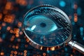 Code scrutiny Biometrics authentication technology viewed through a magnifying glass Royalty Free Stock Photo