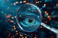 Code scrutiny Biometrics authentication technology viewed through a magnifying glass Royalty Free Stock Photo