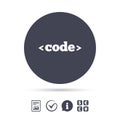 Code sign icon. Programming language symbol. Royalty Free Stock Photo