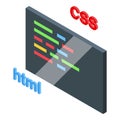 Code site optimization icon isometric vector. Responsive web design Royalty Free Stock Photo