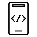 Code smartphone icon outline vector. Cms development