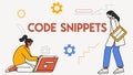CODE SNIPPETS text with coder, programming and tech graphic vector design Generative AI