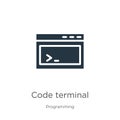 Code terminal icon vector. Trendy flat code terminal icon from programming collection isolated on white background. Vector Royalty Free Stock Photo