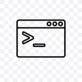Code terminal vector linear icon isolated on transparent background, Code terminal transparency concept can be used for web and mo