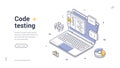 Code Testing And Software Development Programming Quality Assurance Isometric Web Banner Vector Template Royalty Free Stock Photo