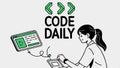 Code Daily text with programmer, coding and tech design vector design Generative AI Royalty Free Stock Photo
