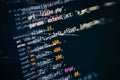 Code text written and created entirely by myself. Abstract computer programming code script Royalty Free Stock Photo