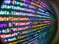 Code text written and created entirely by myself. Concept of security, programming and hacking, deep decryption and encryption. Hi Royalty Free Stock Photo