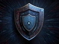 Code-Woven Safeguard. Visualizing Cybersecurity in Binary Shield Royalty Free Stock Photo