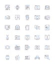 Codebase line icons collection. Repository, Versioning, Commit, Merge, Branches, Collaboration, Review vector and linear Royalty Free Stock Photo