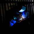 Coded Welder in Blue Royalty Free Stock Photo