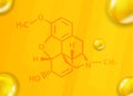 Codeine chemical formula. Codeine 3D Realistic chemical molecular structure