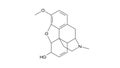 codeine molecule, structural chemical formula, ball-and-stick model, isolated image opiate