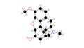 codeine molecule, structural chemical formula, ball-and-stick model, isolated image opiate