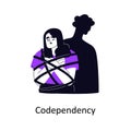 Codependency, addiction in unhealthy couple relationships. Co-dependency problem, psychology mental concept. Codependent