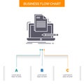 Coder, coding, computer, list, paper Business Flow Chart Design with 3 Steps. Glyph Icon For Presentation Background Template Royalty Free Stock Photo