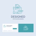 Coder, coding, computer, list, paper Business Logo Line Icon Symbol for your business. Turquoise Business Cards with Brand logo
