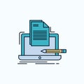 Coder, coding, computer, list, paper Flat Icon. green and Yellow sign and symbols for website and Mobile appliation. vector Royalty Free Stock Photo