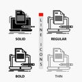 Coder, coding, computer, list, paper Icon in Thin, Regular, Bold Line and Glyph Style. Vector illustration Royalty Free Stock Photo
