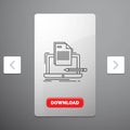 Coder, coding, computer, list, paper Line Icon in Carousal Pagination Slider Design & Red Download Button Royalty Free Stock Photo