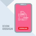 Coder, coding, computer, list, paper Line Icon in Mobile for Download Page