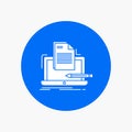 Coder, coding, computer, list, paper White Glyph Icon in Circle. Vector Button illustration Royalty Free Stock Photo