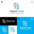Coder Company Logo.Minimalistic Digital code logo. Programmer icon vector illustration. Software code programmer logo Royalty Free Stock Photo