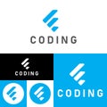 Coder Company Logo.Minimalistic Digital code logo. Programmer icon vector illustration. Software code programmer logo Royalty Free Stock Photo