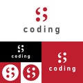 Coder Company Logo.Minimalistic Digital code logo. Programmer icon vector illustration. Software code programmer logo Royalty Free Stock Photo