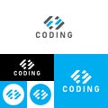 Coder Company Logo.Minimalistic Digital code logo. Programmer icon vector illustration. Software code programmer logo Royalty Free Stock Photo