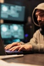 IT coder hacking security system on computer Royalty Free Stock Photo