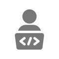 Coder with laptop vector icon