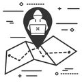 Coder on map geo tag icon in trendy flat style isolate Royalty Free Stock Photo