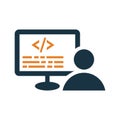 Coder, programmer icon. Glyph style vector EPS Royalty Free Stock Photo