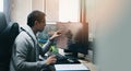 Coder programmers working in office, Programmer analyst writing code - Coder working from home with work on screen computer for Royalty Free Stock Photo