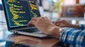 The coder at work desk.AI generated image Royalty Free Stock Photo