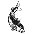 Codfish icon isolated on white background. Design element for logo, label, emblem, sign.
