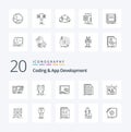 20 Coding And App Development Line icon Pack like coding binary virus program operational Royalty Free Stock Photo