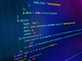 Coding application by programmer developer. Programming code abstract screen of software developer. Abstract computer script Royalty Free Stock Photo
