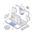 Coding and automation with a laptop and ai-powered code generation elements