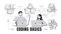 Coding basics banner conceptual illustration Royalty Free Stock Photo