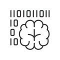 Coding brain icon in line design. coding, programming, digital brain, binary data on white background vector. Coding brain Royalty Free Stock Photo